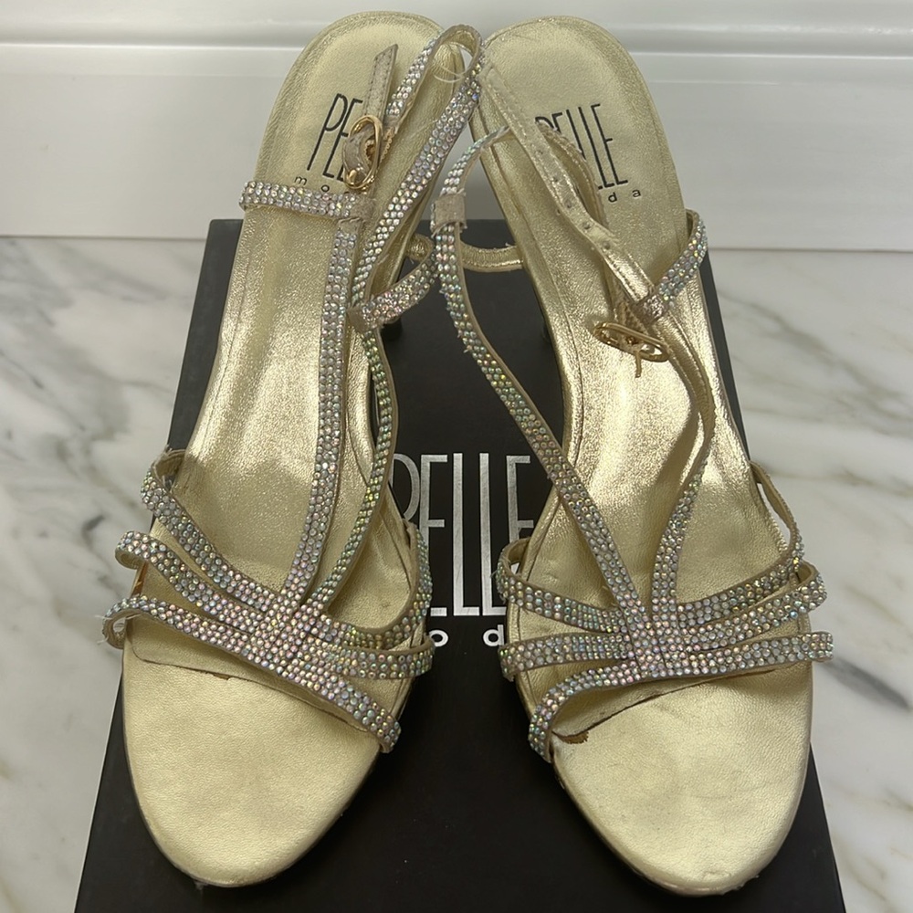 Pelle‎ Moda “Colleen” gold heels 8